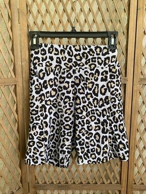 No Boundaries Leopard Print Bike Shorts - Black & Tan